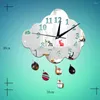 Väggklockor 1 stycke Cloud Rain Creative Crystal Display Clock Plastic Silent Voice Digital Reloj Pared Klok Children Room