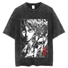 Heren T-shirts Vintage Gewassen Aanval Op Titan Anime T-shirt Harajuku Oversize Tee Katoen Mode Streetwear Unisex Top 230310