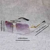 Lüks tasarımcı moda güneş gözlüğü% 20 indirim vintage rimless büyük boy erkekler oculos leopar tarzı kare metal gölge kesme lens gafas kadınlar için outoorkajia için