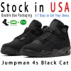 4S basketskor 4 Jumpman Black Cat Mens Sneakers Toppkvalitet USA Lokala lager Women Womens Trainers Men Size Boots Skateboard Run Sports 12h Ship With Box