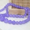 Ras du cou Violet Violet Pierre Jades Calcédoine 6-14mm Perles Rondes Tour Chaîne Collier Pour Femmes Bijoux 18 pouces B625