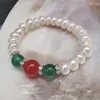 Braccialetti con ciondoli Braccialetti all'ingrosso con perle d'acqua dolce bianche da 8 mm, 20 fili, stile elasticizzato