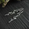 Dangle Earrings Silver Color Ivy Botanical Jewelry Plant Leaf Irregular Design Retro Earring Women