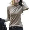 Blouses pour femmes 4XL femmes haut à col roulé couleur unie col haut pull manches longues Slim Fit épais grande taille velours Base femme vêtements