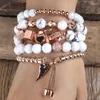 Strand RH Fashion Böhmen Perlen Schmuck Weiße Farbe 5pc Multi Stack Stein Armbänder Set Für Frauen Festival Geschenk