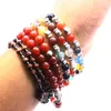 Strand Multicolor Natural Stone Rosary Beads Bracelet Christ JESUS Cross Beaded For Women Men Catholic Jewelry Gift