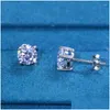 Pendientes de tuerca de joyería Onelaugh 925 Sterling Sier Diamond para mujer Total 1.0Ct D Color Gra Mossanite Gem Joyería de boda Regalo Gota Dhcg8