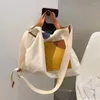 Förvaringspåsar design bomullsduk tyg lapptäcke kvinnor axel väska handväska flickor shopping skolböcker damernas avslappnade tote