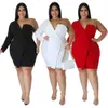 Plus storlek klänningar solid färg sexig en axel kvinnor mager kväll bodycon backless mini klänning grossist dropshipping 230307