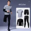 Zestawy biegowe Szybkie suche run T Shirt Training Men Training Sportswear Gym Fitness Compression Sport Suit Jogging