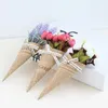 Dekorativa blommor 5st mini Flower Bouquet med Kraft Paper Decoration Artificial Rose and Lavender Silk för DIY Home Office Party Decor