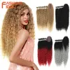 Synthetic Wigs Fashion Idol Afro Kinky Curly Hair Bundles with Closure Ombre Blonde 30inch Soft Long Synthetic Weave 230227