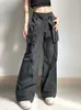 Pantalon féminin Capris CutEndpsycho Streetwear Baggy Parachute Cargos Fashion Solid Aesthetic Techwear 90S Tableau des femmes décontractées Chic Pantalon parachute L230310