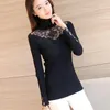 Chandails pour femmes produit fleur robe chemise hiver mince tricoté dentelle revers sweat coréen