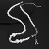 Ras du cou perle chaîne avec strass lettre A pendentif collier hommes perlé collier 2023 mode bijoux accessoires mâle