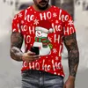 Herren T-Shirts 2023 Weihnachtsjahr Atmosphäre T-Shirt Weihnachtsmann Herren Übergroße T-Shirts Kurzarm Party Outdoor Streetwear Tops