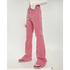 Женские джинсы Spring Pink Pint Denim Jeans Женщины с высокой талией уличная одежда мешковатые джинсы Женские брюки прямо широкие джинсы для ног 230310