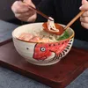 Kommen fanity Japanse onderglazuur handgeschilderde 7-inch keramisch huishouden ramen bowl soep commercieel restaurant noedel groot i