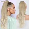 MONIXI Synthesic Long Wavy Ponytail Ombre Platinum Drawstring Straight Ponytail Extensions for Women Daily Heat Resistanct Hair 230310