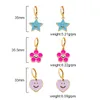 Hoop Earrings Floral Star Heart For Women Pink Blue Red Dangling Earring With Charm Y2k Jewelry Cute Kawaii Summer