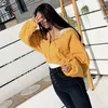 Bluzy damskie Krótkie kobiety solidne kolory damskie bluza dres bluz z długim rękawem żeńskie uprawy top moda koreańskie ubrania harajuku
