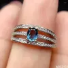 Cluster-Ringe KJJEAXCMY Feiner Schmuck S925 Sterling Silber eingelegter natürlicher blauer Topas Mädchen