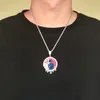 DIY Hip Hop Customize Waterdrop Photo Pendant Necklace Bling Zircon Diamond Men Gift