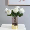 Flores decorativas 3pc Flor artificial Rosa Tabela Party Home Deco Living Living Pogra Ornament Decor Decor de casamento Dia dos namorados