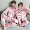 Ropa de dormir para mujer Pijama Pareja Pijamas de seda de hielo Seda de imitación Manga larga Ropa de hogar para mujer Ropa de dormir informal suelta grande para hombre Ropa de dormir 230310