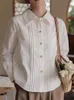 Damenblusen QOERLIN Chic Baumwollhemd Frauen Button Up Weiße Bluse Damen Lose Tops 2023 Puffärmel Koreanische Modekleidung