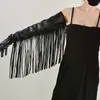 Costume Accessories Tassel Leather Gloves Super Long 70cm Arm Side 30cm Long Strip Leather Black Imitation Leather Simulation Leather Touch Screen