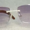고급 디자이너 고품질 선글라스 20% 할인 된 모조 다이아몬드 천연 나무 테두리 남성 나무 사각 안경 레트로 돌 그늘 오큘 로스 안경 클럽 Summerkajia