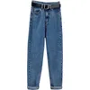 Kvinnors jeans vintage rak hög midja jeans kvinnor pojkvän mamma street denim jeans med bälte lösa plus size jeans mujer retro ys9862 230310