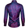 Chemises décontractées pour hommes Designer de mode Violet Hommes Soie Vintage Manches longues Printemps Automne Fit Robe Cadeaux de fête Mâle Barry Wang 230309