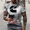 メンズTシャツの夏のカジュアルなTシャツストリートファッションショートスリーエレブシャツハラジュク3D印刷オールマッチラウンドネックトップ230310