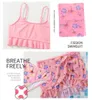 قطعة واحدة من 3 أجهزة كمبيوتر Summer Falbala Girls Kids Swimsuit Lace Deco Print Kids Kids Bikini Set 2022 Baby Girl Swimwear Skirt Come W0310