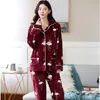 Damen-Nachtwäsche Großhandel Flanell Pyjamas Set Herbst Winter 22 Stil verdicken Vögel Cartoon Frauen Langarm Nachtwäsche weibliche Homewear Pyjama 230310