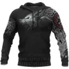 Sweats à capuche masculine Sweatshirts Fashion Retro Men Hoodies Viking Wolf and Dragon Tattoo 3D All Over Imprimé Mens Sweatshirt Unisexe Vintage Long Manches 230310