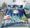 Set di biancheria da letto Set di buon Natale Copripiumino di Babbo Natale Decorazione per la biancheria da letto di casa Tessuti in 3 pezzi