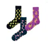 Femmes Chaussettes Mignon Dessin Animé Fruit Avec Avocat Imprimé Banane Pêche Fille Kawaii Meias Corée Harajuku Broderie Pile Drôle