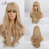 Synthetische pruiken EasiHair Long Blonde WAVY Synthetische pruiken voor vrouwen met pony met hoge dichtheid natuurlijke cosplay bruine ombre hittebestendig 230227