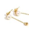 Dangle Earrings Lifefontier Temperament Gold Color Pearl Long Chain Drop Earring For Women Fashion Metal Bead Party Jewelry Pendientes