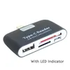 USB-Hub Typ C 4-in-1-Speicherkartenleser-Adapter USB Micro USB TF SD-Karte Typ C Hub OTG für MacBook Tablet