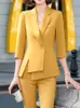 Kvinnors kostymer blazers mode kvinnor kontor formell kostym vintage smal solid blazer jackor delade byxor 2 stycken kvinnlig elegant chic pantsuit 230310