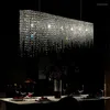 Lustres de luxe LED salle à manger rectangulaire K9 lustre en cristal brillant île Villa vivant éclairage décoratif