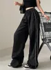 Women's Pants Capris Weekeep Baggy Black Sweatpants Basic Low Rise Pants Side Stripe Patchwork Jogging Trousers Women Streetwear y2k Aesthetic Capris L230310