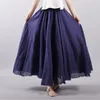 Röcke Frauen Leinen Baumwolle Lange Elastische Taille Plissee Maxi Strand Boho Vintage Sommer Faldas Saia 230310