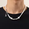 Choker pärlkedja med strass brev ett hänge halsband män pärlhalten krage 2023 mode smycken tillbehör hane