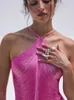 Casual Dresses Sexig Tassel Dress Women Party Fringe Pink Y2K Long Backless BodyCon Female 2022 Summer Cut Out Sleeveless Lady Vestidos Y2302