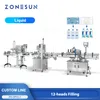 Zonesun Custom Production Line Bottle Liquid Paste Filling Capping Märkningsmaskin Multi Head Constant uppvärmning ZS-FAL180R9